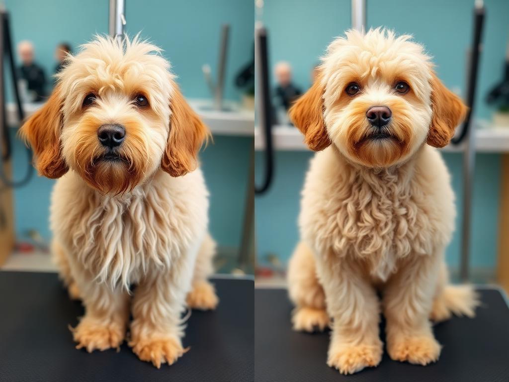 Before and after grooming transformation